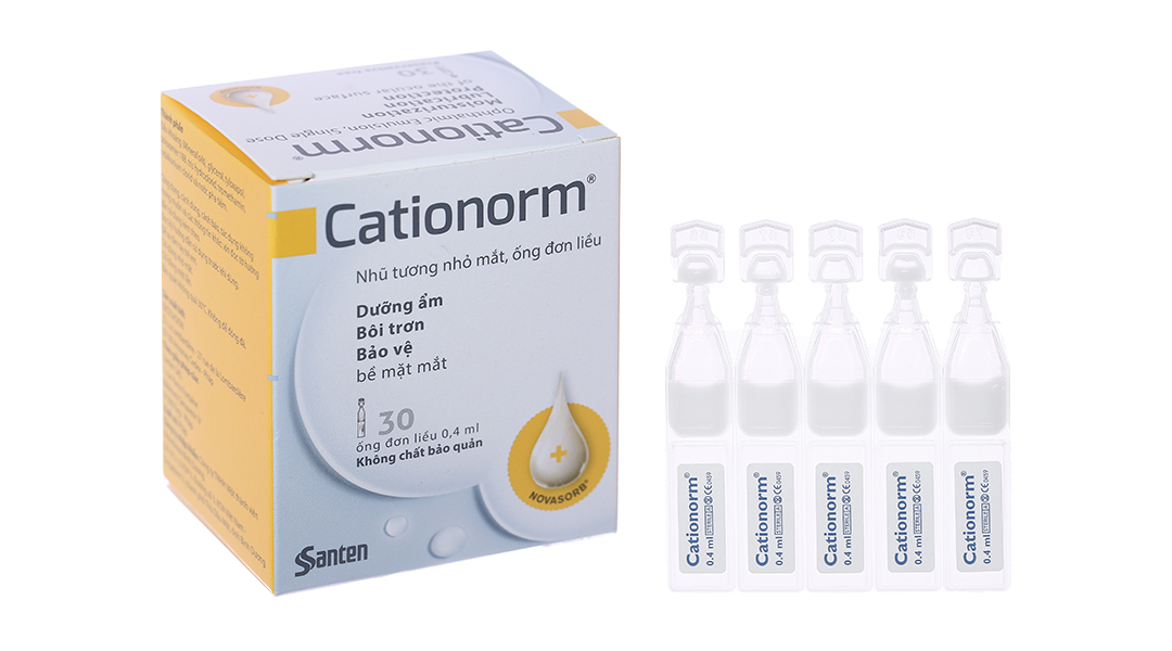 Cationorm được chỉ định trong bảo vệ bề mặt mắt và làm giảm sự khó chịu và kích ứng do khô mắt gây ra bởi việc sử dụng kính áp tròng lâu ngày hay bởi điều kiện môi trường.